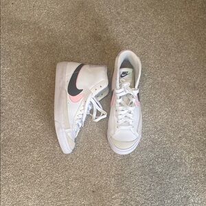 Nike White and Pink High-Top Sneakers